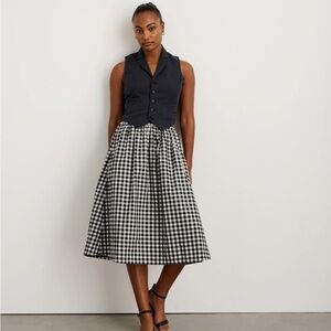 Alex Mill gingham midi skirt. Size L. Black and White Summer Gingham Skirt NWOT
